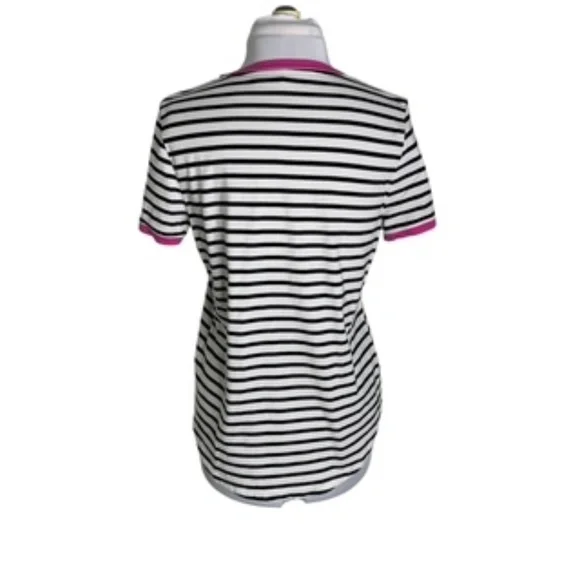 Banana Republic Horizontal Stripe Crew Neck Short Sleeve Signature Tee Size M - Picture 5 of 7